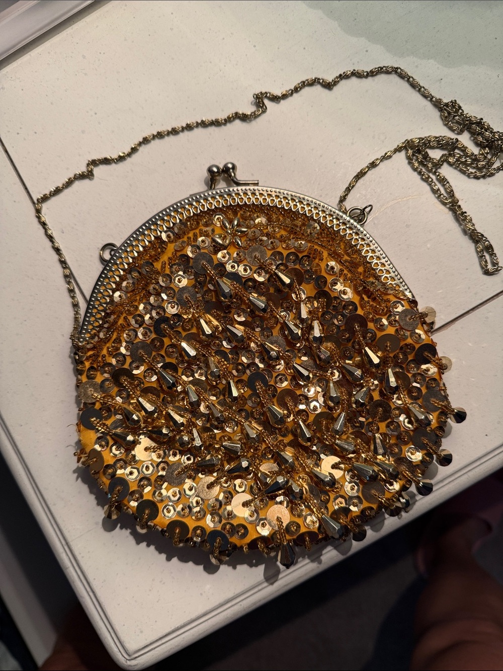 Gold Sequin Evening Crossbody Bag - Women